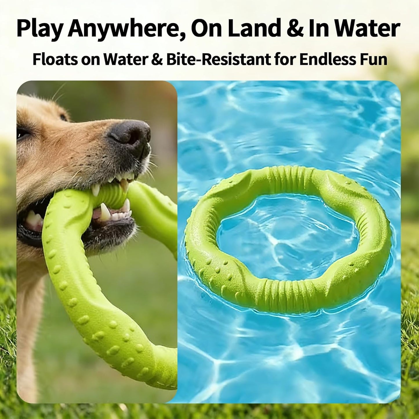 Dog Ring Toy, Durable Soft Flying Disc for Throwing Catching Grabbing, Water Floating Dog Training Fetch Ring for Medium Large Breeds, Outdoor (Green/11.8Inch)
